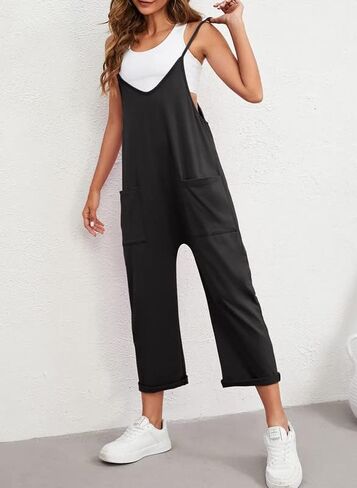 Dokotoo Women's Casual One Piece Sleeveless Jumpsuits V Neck Adjustable Spaghetti Strap Romper with Pocket in Saudi Arabia