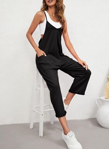 Dokotoo Women's Casual One Piece Sleeveless Jumpsuits V Neck Adjustable Spaghetti Strap Romper with Pocket in Saudi Arabia