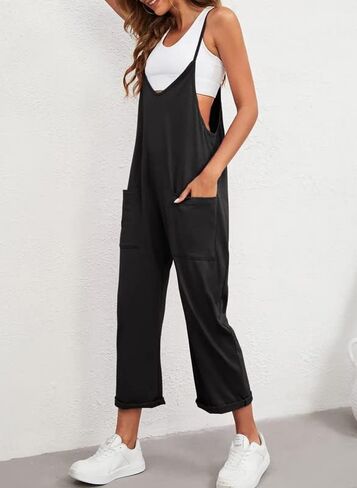 Dokotoo Women's Casual One Piece Sleeveless Jumpsuits V Neck Adjustable Spaghetti Strap Romper with Pocket in Saudi Arabia