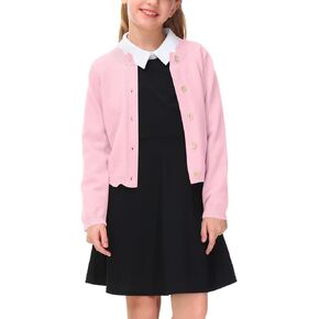 BesserBay Girls Solid Color Knit Sweaters Button Down Uniform Cardigan 4-12 Years