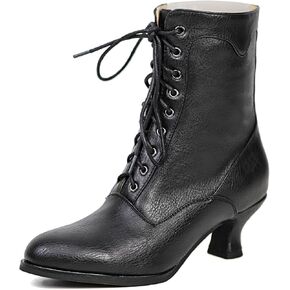 SaraIris Women's Ankle Boots Mid Calf Boots Gothic Chunky Heel Lace Up Mesh Vintage Round Toe Knight Boots Witch Boots for Women in Kuwait