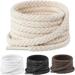 Handshop 2 pairs Round Rope Shoelaces Thick Cotton Solid Shoe Laces for Men Women Sneakers Shoestrings in Saudi Arabia