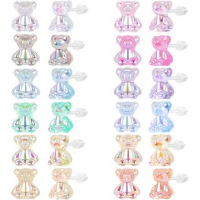 AoedeJ Colorful Stud Earrings Set Plastic Earrings Cute Clear Earrings Kawaii Hypoallergenic Earrings for Girls Women Multipack in Saudi Arabia