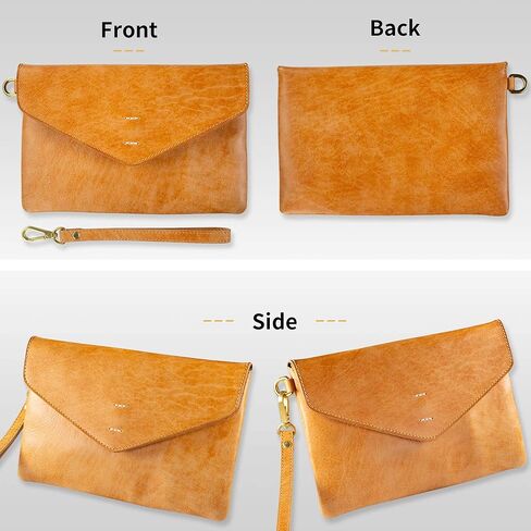 Ancicraft Leather Wristlet Wallet for Women Black Brown Envelope Clutch Purse in Kuwait