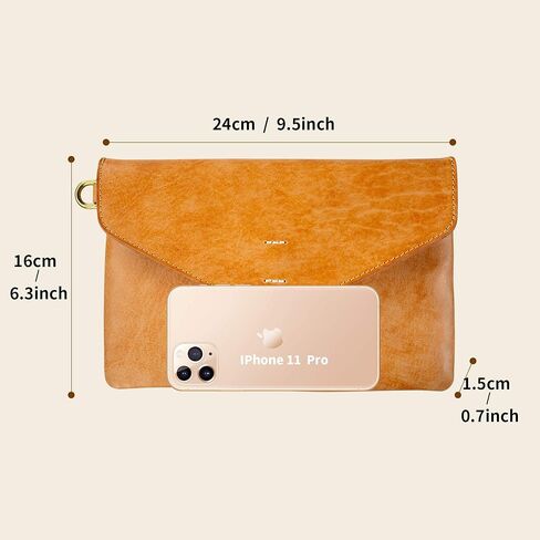 Ancicraft Leather Wristlet Wallet for Women Black Brown Envelope Clutch Purse in Kuwait