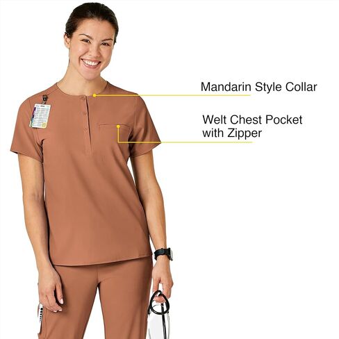 WonderWink Women's Mandarin Collar Tuck-in Top in Saudi Arabia