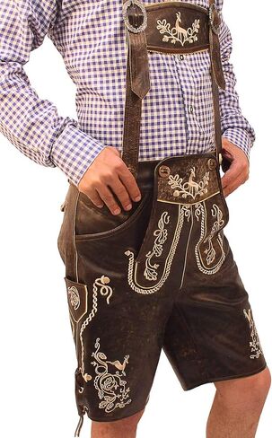 متجر ليدرهوسين | مهرجان أكتوبرفيست تراختن شورت ليديرهوسين للرجال | الزي الألماني التقليدي الأصيل | وايلد براون in Kuwait