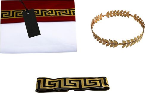 EAWIN Men's Deluxe Classic Toga Costume Set Including Tunic, Belt, and Gold Metal Laurel Wreath Roman God Summer Party Dress in Kuwait