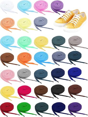 WILLBOND 32 Pairs Flat Colored Shoe Laces Athletic Shoe Laces Strings for Athletic Sports Shoes Boots Sneakers Skates in Saudi Arabia