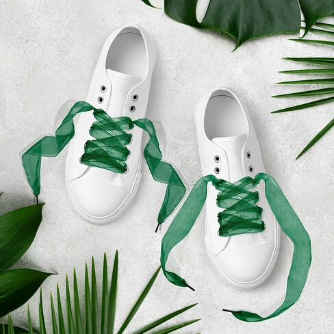 حذاء MOTZU 12 زوجًا من أربطة الأحذية، ناعم كاجوال مسطح من الساتان للنساء والفتيات والأطفال، 43 بوصة طول 4 سم عرض, متعدد الألوان, One Size in Kuwait