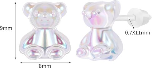 AoedeJ Colorful Stud Earrings Set Plastic Earrings Cute Clear Earrings Kawaii Hypoallergenic Earrings for Girls Women Multipack in Kuwait