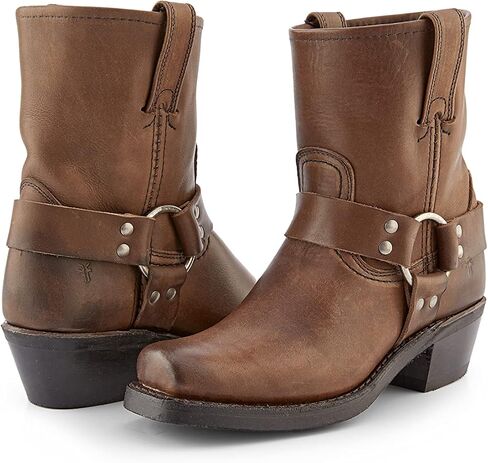 Frye Harness 8R Boots for Women Crafted from Washed and Oiled Italian Leather with Goodyear Welt Construction, Rubber Outsole, and Stacked Leather Heel – 8" Shaft Height in Saudi Arabia