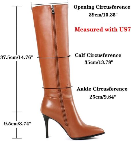 أحذية جلدية نسائية من Dance&Style بكعب متوسط ​​رفيع وسحاب للركبة in Kuwait