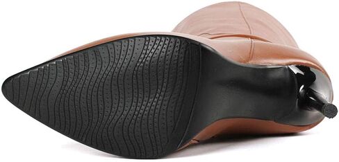 أحذية جلدية نسائية من Dance&Style بكعب متوسط ​​رفيع وسحاب للركبة in Kuwait