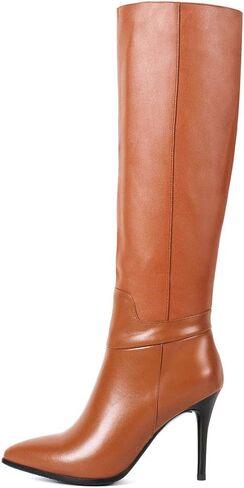 أحذية جلدية نسائية من Dance&Style بكعب متوسط ​​رفيع وسحاب للركبة in Kuwait