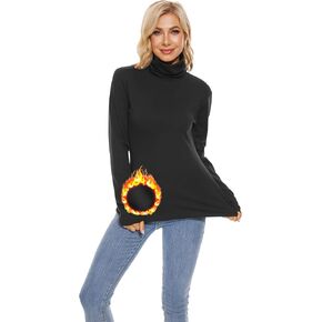 TAIPOVE Women's Thermal Fleece Turtleneck Long Sleeve Tops Lightweight Pullover Sweater Cotton Casual Soft Comfort