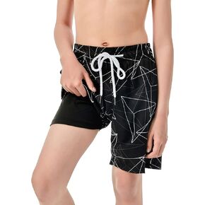 IRELIA Boys Swim Trunks with Boxer Brief Liner Compression Swimming Shorts Quick Dry Swimwear in Kuwait