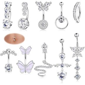 FASACCO Belly Button Rings Belly Ring 14G Belly Piercing Jewelry Butterfly Snake Belly Button Rings