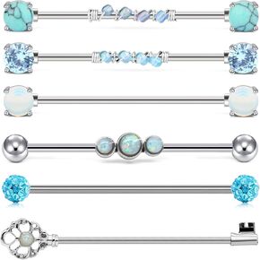 QWALIT Industrial Piercing Jewelry Industrial Piercing Industrial Earrings for Women Men 16g 14g Industrial Barbell Surgical Stainless Steel Scaffold Industrial Bar Piercing Iindustrial Bar