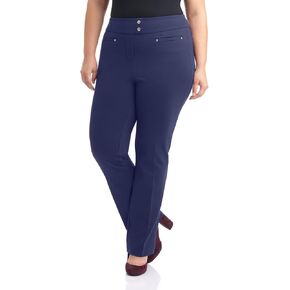 Rekucci Curvy Woman Secret Figure Knit Plus Size Straight Pant w/Tummy Control