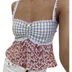 Women Y2k Backless Crop Top Sexy Tie Up Spaghetti Strap Camisole Shirt Cute Summer Tops