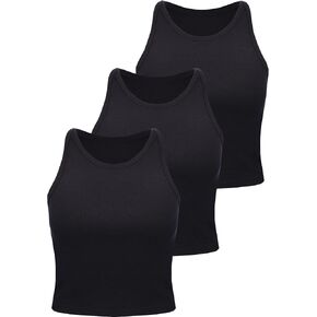 3 Pieces Crop Tops Racerback Crop for Women Crop Tank Workout Tops Cotton Basic Sports Crop for Lady Girls in Saudi Arabia