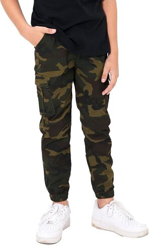 Rolanko Boys' Cargo Pants Casual Kids Joggers Elastic Waist Outdoor Hiking Baggy Trousers 4-14 Years in Kuwait