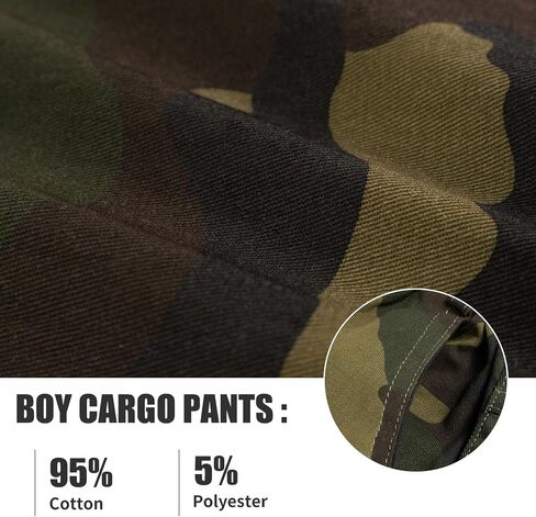Rolanko Boys' Cargo Pants Casual Kids Joggers Elastic Waist Outdoor Hiking Baggy Trousers 4-14 Years in Kuwait