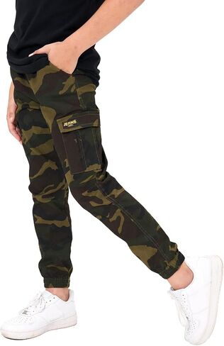 Rolanko Boys' Cargo Pants Casual Kids Joggers Elastic Waist Outdoor Hiking Baggy Trousers 4-14 Years in Kuwait