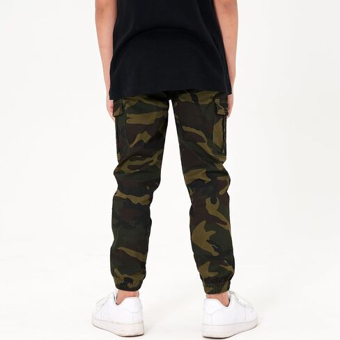 Rolanko Boys' Cargo Pants Casual Kids Joggers Elastic Waist Outdoor Hiking Baggy Trousers 4-14 Years in Kuwait