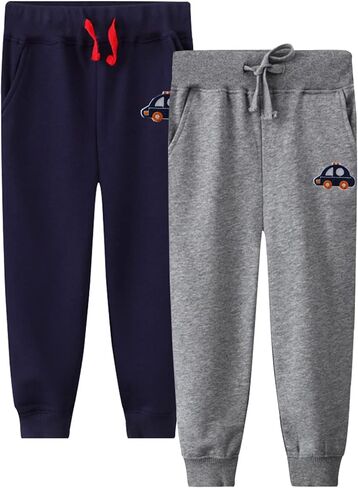 LOKTARC 2 Pack Boys Drawstring Sweatpants Cute Pattern Cotton Sport Jogger Pants in Saudi Arabia