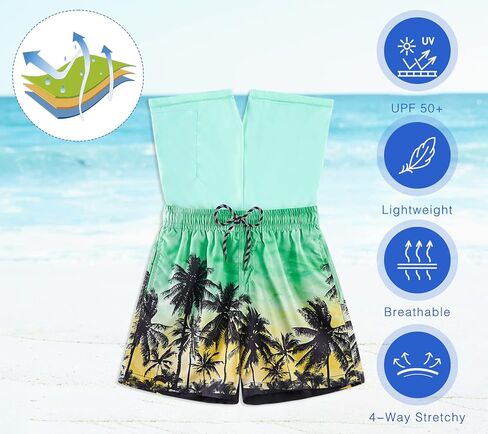 Cozople Boys Swim Trunks with Boxer Brief Liner Compression Swimwear Quick Dry Swim Shorts Bathing Suits 7-20 Years in Kuwait