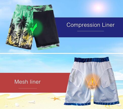 Cozople Boys Swim Trunks with Boxer Brief Liner Compression Swimwear Quick Dry Swim Shorts Bathing Suits 7-20 Years in Kuwait