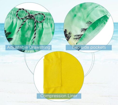 Cozople Boys Swim Trunks with Boxer Brief Liner Compression Swimwear Quick Dry Swim Shorts Bathing Suits 7-20 Years in Kuwait