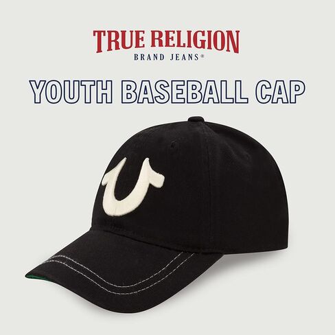 True Religion Kids Baseball Hat with Large Horseshoe Logo, Black, One Size in Saudi Arabia