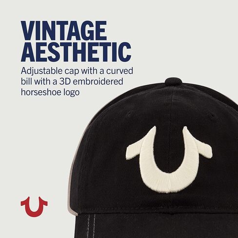 True Religion Kids Baseball Hat with Large Horseshoe Logo, Black, One Size in Saudi Arabia