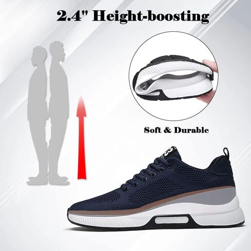 Recyphi Men's Invisible Height Increasing Shoes Elevator Sneakers Breathable Knitted Hidden Heel Fashion Sneakers 2.4'' Taller in Saudi Arabia
