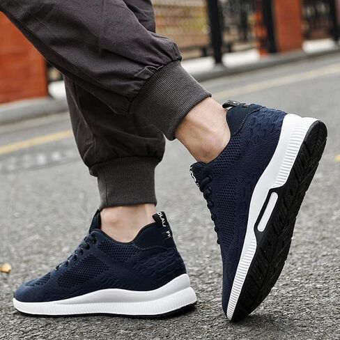 Recyphi Men's Invisible Height Increasing Shoes Elevator Sneakers Breathable Knitted Hidden Heel Fashion Sneakers 2.4'' Taller in Saudi Arabia