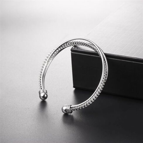 U7 Unisex Simple Cuff Bracelet 18K Real Gold Platinum Plated Fine Bracelets Fashion Jewelry Open Bangle Cuff Bracelets, Twisted or Heart Style in Kuwait