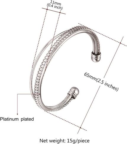 U7 Unisex Simple Cuff Bracelet 18K Real Gold Platinum Plated Fine Bracelets Fashion Jewelry Open Bangle Cuff Bracelets, Twisted or Heart Style in Kuwait