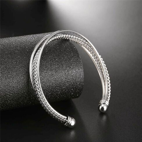 U7 Unisex Simple Cuff Bracelet 18K Real Gold Platinum Plated Fine Bracelets Fashion Jewelry Open Bangle Cuff Bracelets, Twisted or Heart Style in Kuwait