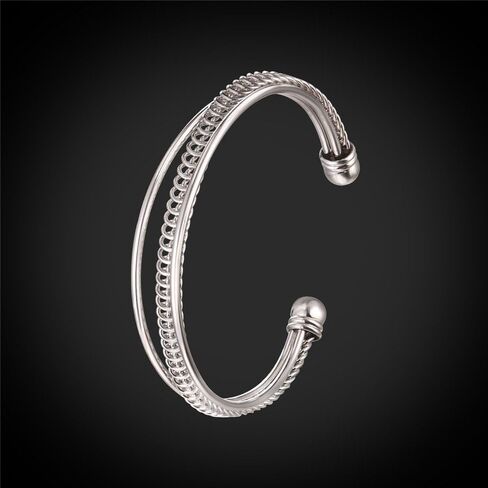 U7 Unisex Simple Cuff Bracelet 18K Real Gold Platinum Plated Fine Bracelets Fashion Jewelry Open Bangle Cuff Bracelets, Twisted or Heart Style in Kuwait