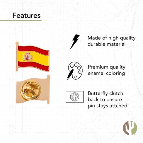 Spain Lapel Pin Country Enamel Made of Metal Souvenir Hat Men Women Patriotic Spanish (Waving Flag Lapel Pin) in Saudi Arabia