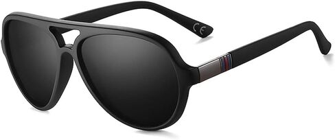 2020 VentiVenti 2 Pack Aviator النظارات الشمسية للرجال عدسة مستقطبة بلاستيكية خفيفة الوزن إطار جسر مزدوج حماية من الأشعة فوق البنفسجية للقيادة إطار أسود غير لامع/عدسة دخان + إطار أسود لامع/عدسة G15 in Kuwait