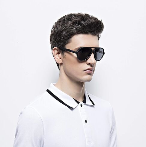 2020 VentiVenti 2 Pack Aviator النظارات الشمسية للرجال عدسة مستقطبة بلاستيكية خفيفة الوزن إطار جسر مزدوج حماية من الأشعة فوق البنفسجية للقيادة إطار أسود غير لامع/عدسة دخان + إطار أسود لامع/عدسة G15 in Kuwait