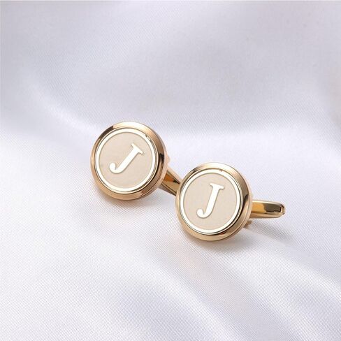 أزرار أكمام ذهبية أولية من LOYALLOOK للرجال، أزرار أكمام نحاسية مخصصة، أزرار أكمام على شكل حرف هدية للعريس، الزوج، الأب، الصديق in Kuwait