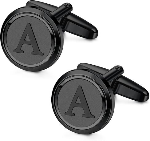 LOYALLOOK Initial Gold Cufflinks for Men Gold Cuff Links Personalized Copper CuffLinks Letter Cufflinks Gift for Groom Husband Father Boyfriend in Kuwait