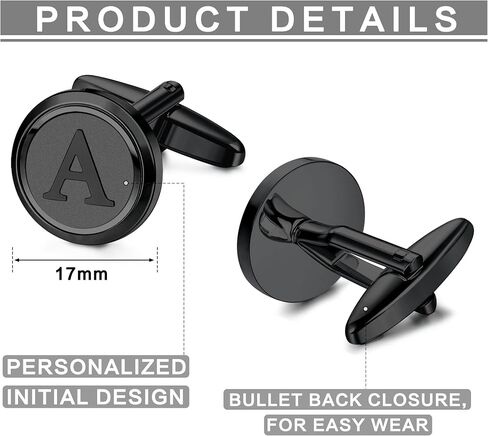 LOYALLOOK Initial Gold Cufflinks for Men Gold Cuff Links Personalized Copper CuffLinks Letter Cufflinks Gift for Groom Husband Father Boyfriend in Kuwait