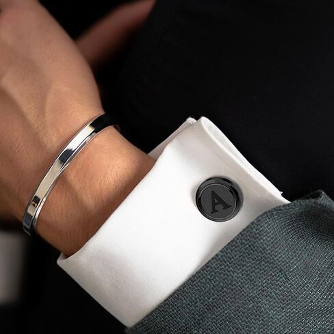 LOYALLOOK Initial Gold Cufflinks for Men Gold Cuff Links Personalized Copper CuffLinks Letter Cufflinks Gift for Groom Husband Father Boyfriend in Kuwait