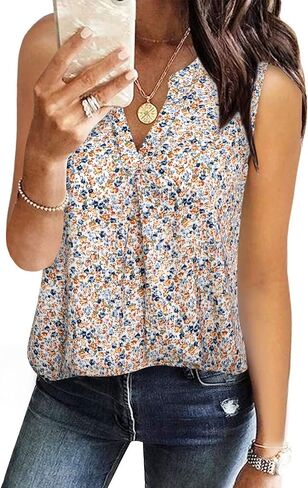 Gaharu Women's Summer Tank Blouse Casual V Neck Sleeveless Tunic Top Shirt in Kuwait